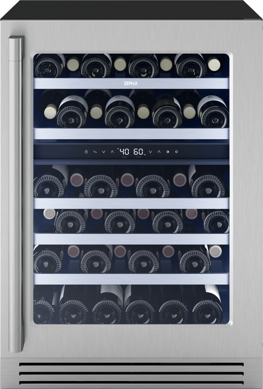 ZEPHYR PRPW24C02CG Presrv Pro Wine Cooler, 24in Under Cabinet, Ss+glass, Reverse Door, ...