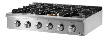 THOR KITCHEN HRT3618ULP 36 Inch Professional Gas Rangetop In Stainless Steel - Liquid Propane