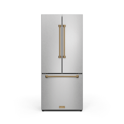 THOR KITCHEN RF3017FFD99BRZ 30 Inch 17.7 Cu Ft French Door Counter Depth Refrigerator With Ice ...
