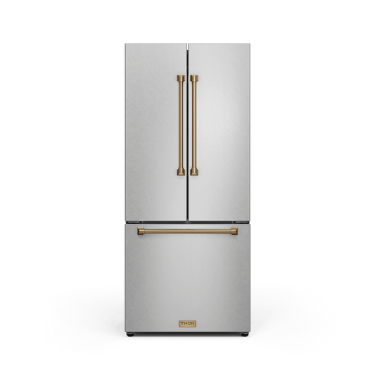 THOR KITCHEN RF3017FFD99BRZ 30 Inch 17.7 Cu Ft French Door Counter Depth Refrigerator With Ice ...