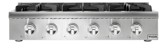 THOR KITCHEN HRT3618ULP 36 Inch Professional Gas Rangetop In Stainless Steel - Liquid Propane