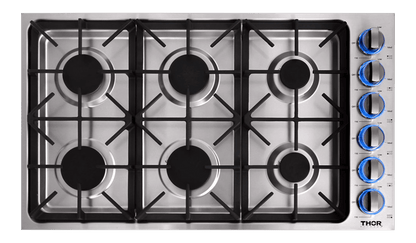 THOR KITCHEN TGC3601 36 Inch Professional Drop-in Gas Cooktop With Six Burners In STAINL...
