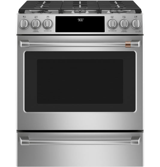 CAFE C2S900P2MS1 Cafe 30"" Slide-in Front Control Dual-fuel Convection Range WI...