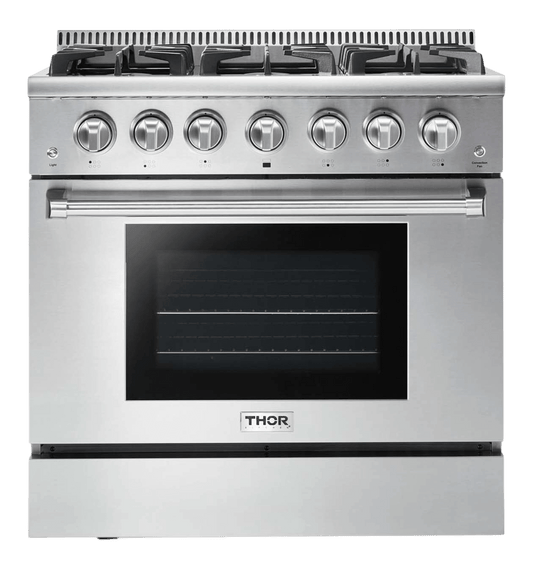 THOR KITCHEN HRG3618ULP 36 Inch Professional Gas Range In Stainless Steel - Liquid Propane