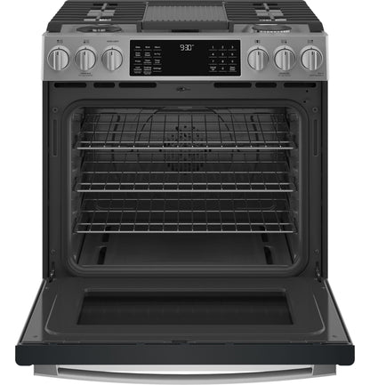 GE APPLIANCES PGS930YPFS GE Profile 30"" Smart Slide-in Front-control Gas Fingerprint RES...