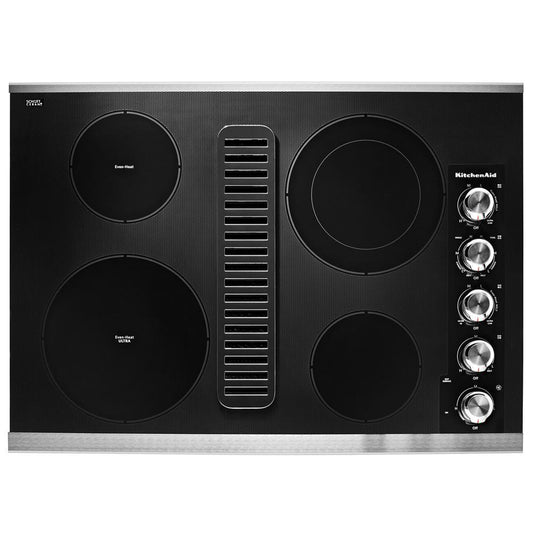 KITCHENAID KCED600GSS 30"" Electric Downdraft Cooktop With 4 Elements - Stainless Steel