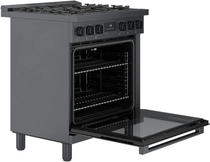 BOSCH HDS8045U 800 Series Dual Fuel Freestanding Range 30'' Black Stainless Steel ...