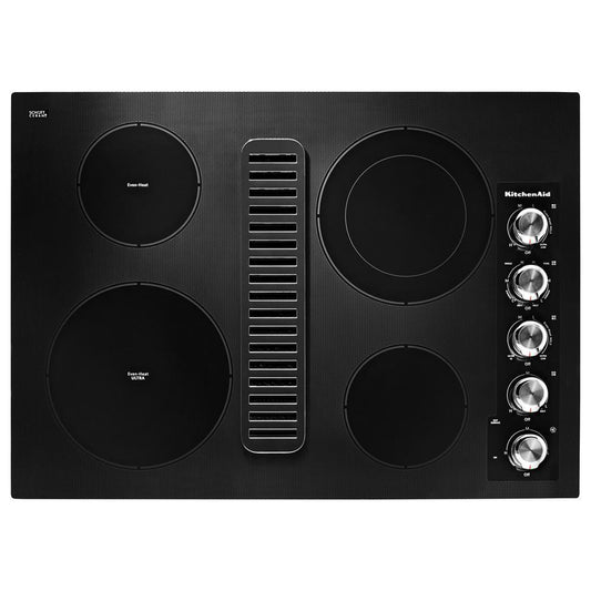 KITCHENAID KCED600GBL KitchenAid 30"" Electric Downdraft Cooktop With 4 Elements - Black