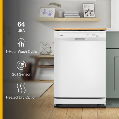 WHIRLPOOL WDP370PAHW Whirlpool, 3 Cycles, 4 Options, 55 Dba, Plastic Tub Portable DISHWAS...
