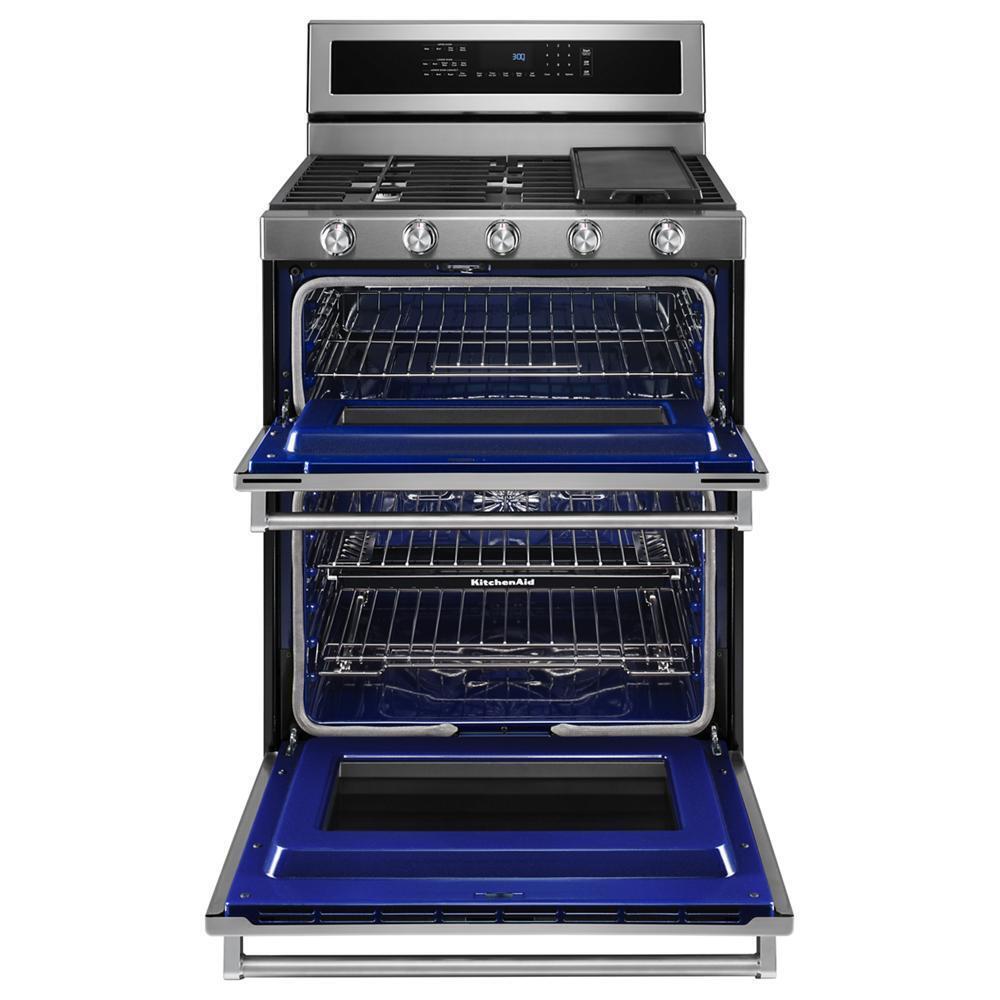 KITCHENAID KFDD500ESS Stainless Steel Kitchenaid 30-inch 5 Burner Dual Fuel Double OVE...
