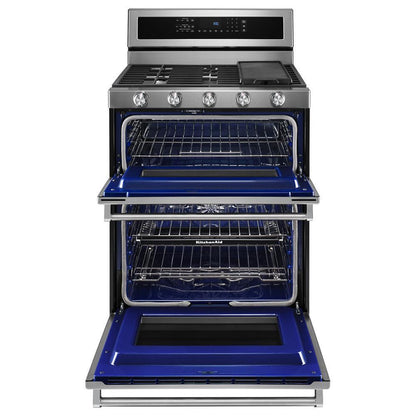 KITCHENAID KFDD500ESS Stainless Steel Kitchenaid 30-inch 5 Burner Dual Fuel Double OVE...