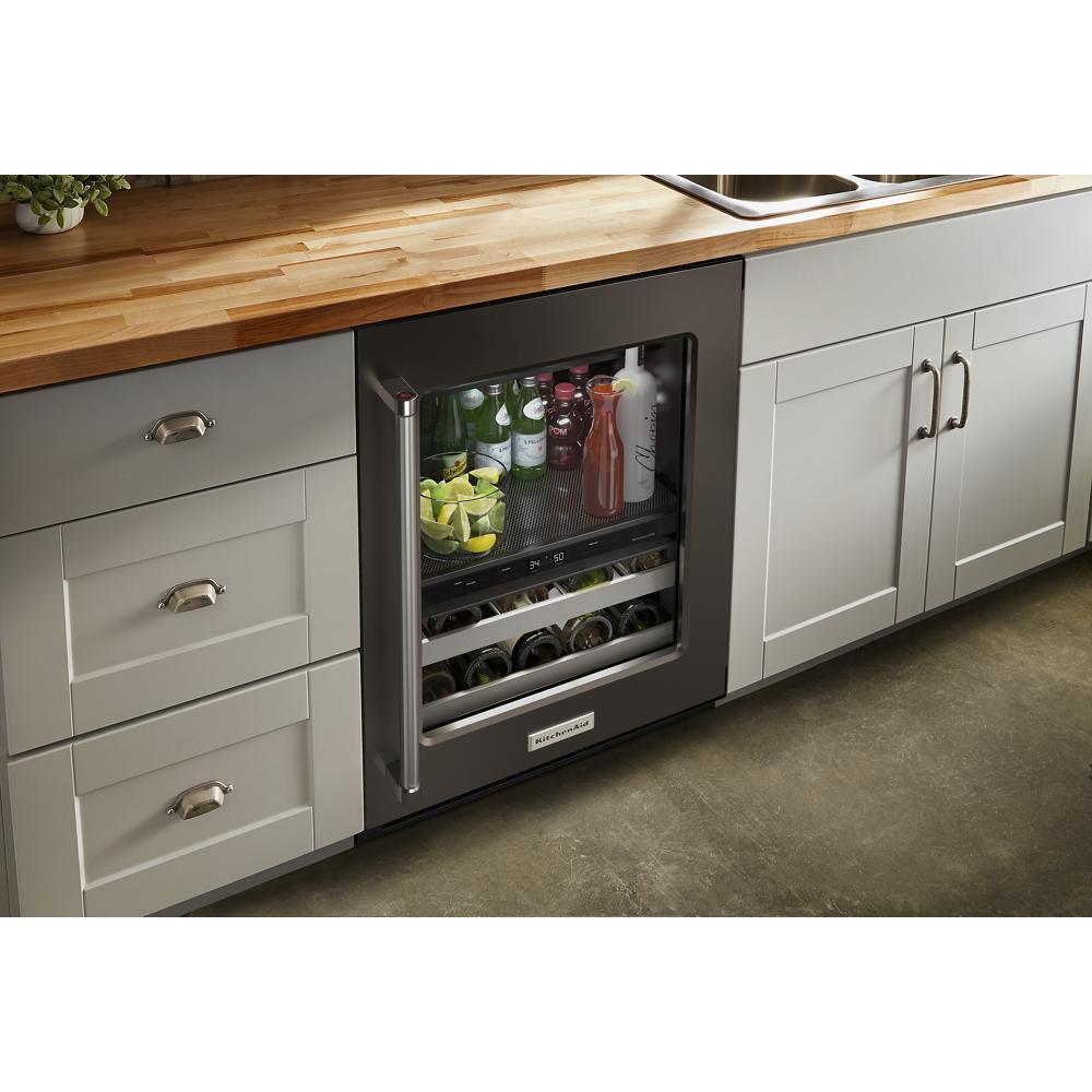 KITCHENAID KUBR314KBS 24"" Beverage Center With Glass Door and Metal-front Racks - Black S...