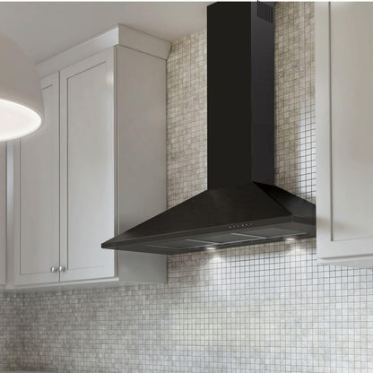 XO APPLIANCE XOB36BC 36"" 600/395 Cfm Italian Made Wall Mount Chimney Range Hood Black