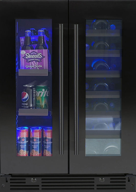 XO APPLIANCE XOU24BWDDGBS XO Appliance Bev/wine Double Door 24"" Black Stainless