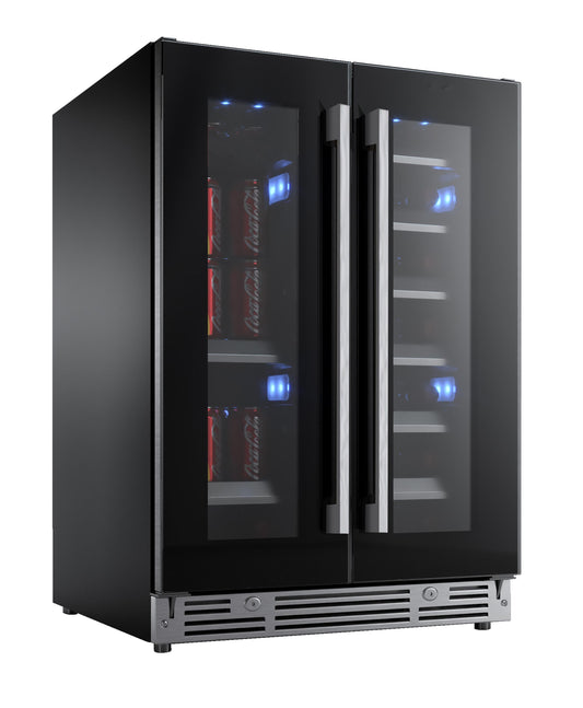 XO APPLIANCE XOU24BWDDGB XO Appliance 24in Beverage/wine Double Door Black Glass