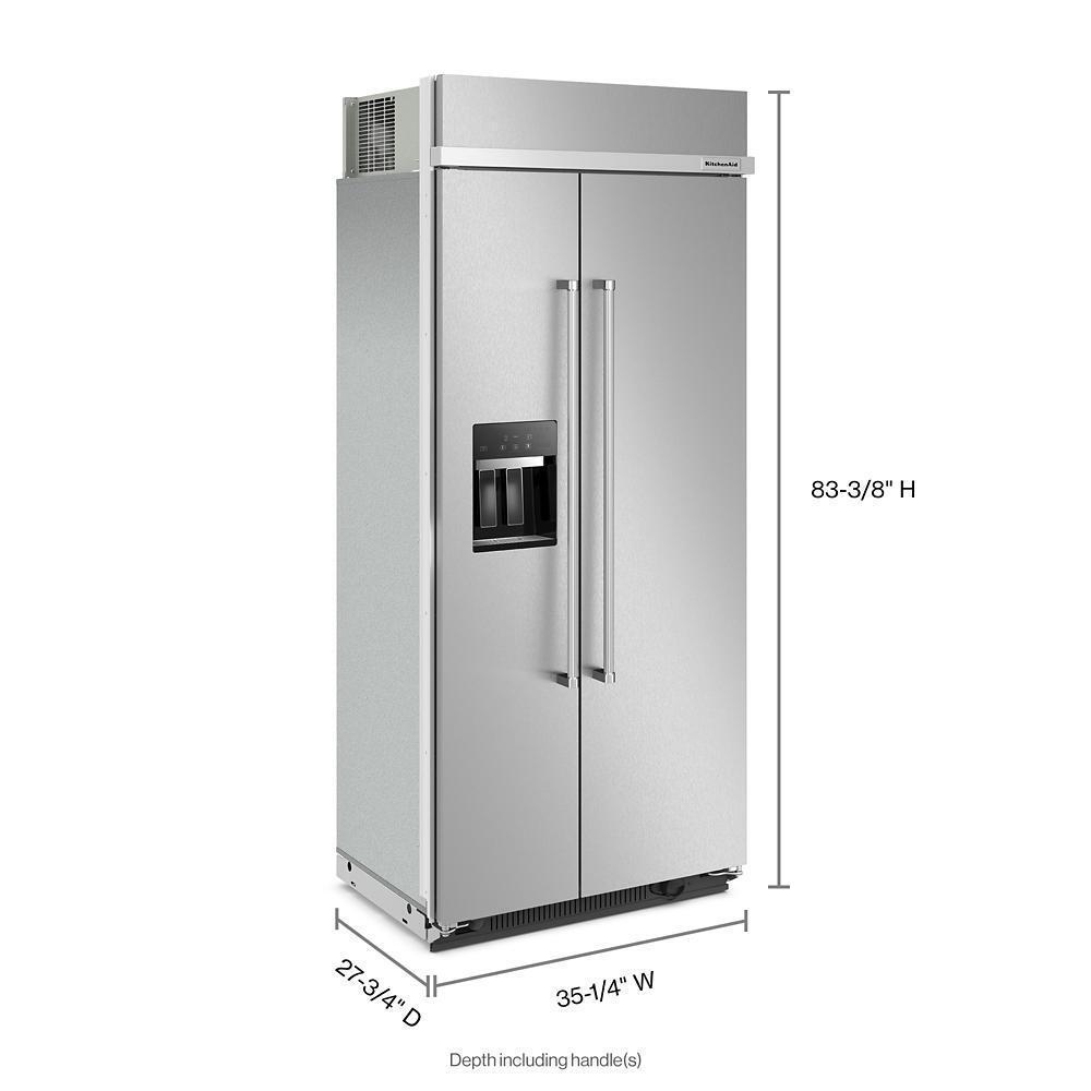 KITCHENAID KBSD706MPS 20.8 Cu. Ft. 36"" Built-in Side-by-side Refrigerator With Ice and WA...