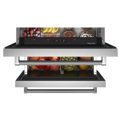 KITCHENAID KUDR204KSB 24"" Stainless Steel Undercounter Double-drawer Refrigerator - BLACK...
