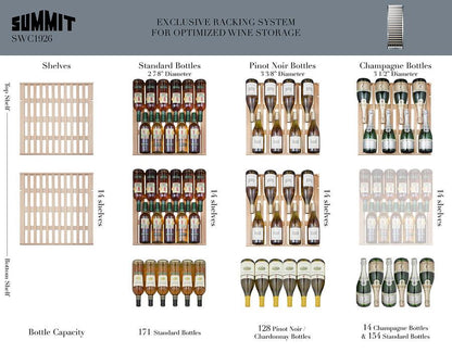 SUMMIT SWC1926 171 Bottle Single-zone Wine Cellar With Glass Door, Digital THERMOS...
