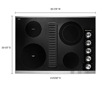 KITCHENAID KCED600GSS 30"" Electric Downdraft Cooktop With 4 Elements - Stainless Steel