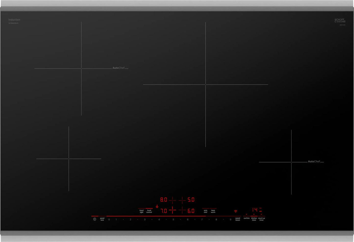 BOSCH NIT8060SUC 800 Series Induction Cooktop 30'' Black, Surface Mount Without FRAM...