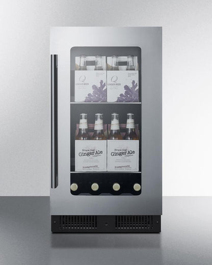 SUMMIT CL181WBV 18"" Wide Built-in Beverage Center With Seamless Stainless Steel TRI...