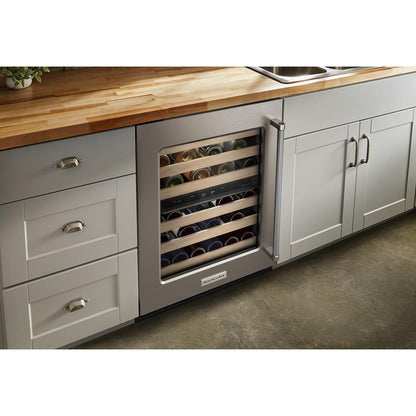KITCHENAID KUWL214KSB 24"" Undercounter Wine Cellar With Glass Door and Wood-front Racks -...
