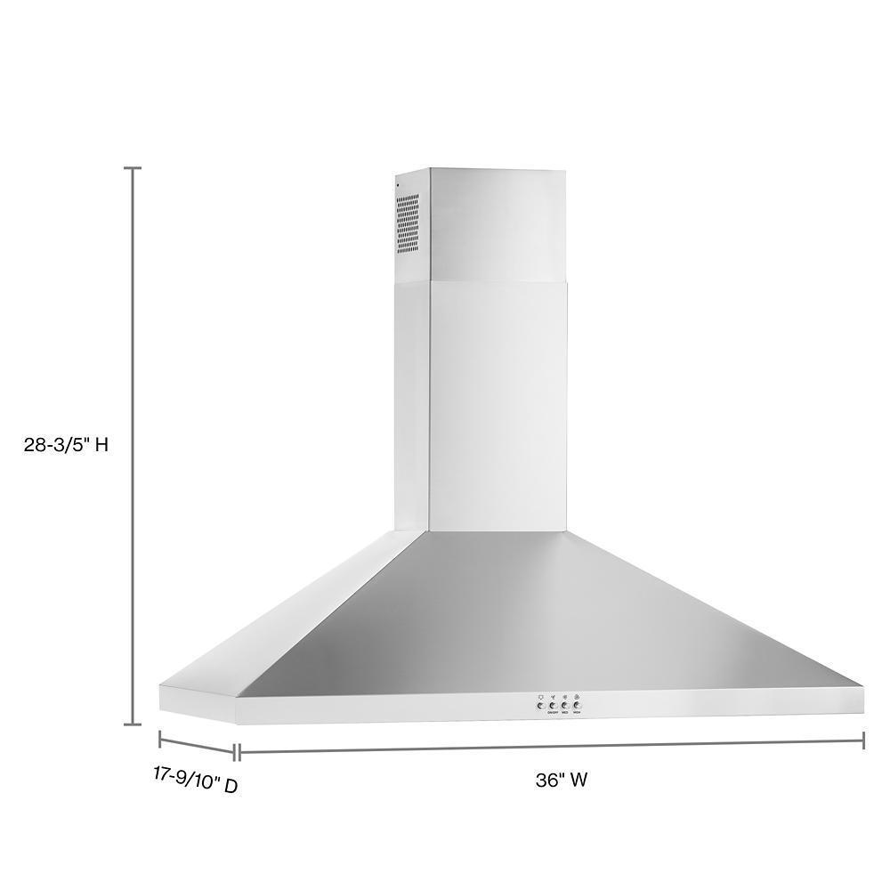 WHIRLPOOL WVW53UC6LS Whirlpool 36"" Chimney Wall Mount Range Hood