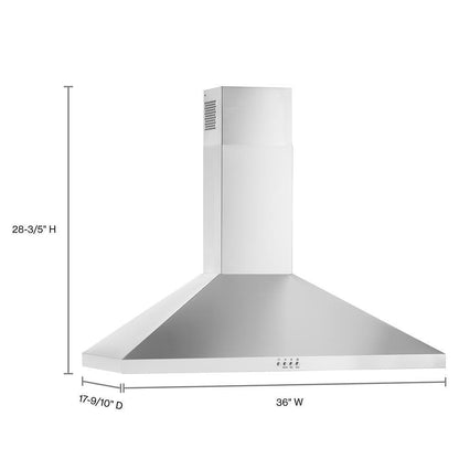 WHIRLPOOL WVW53UC6LS Whirlpool 36"" Chimney Wall Mount Range Hood