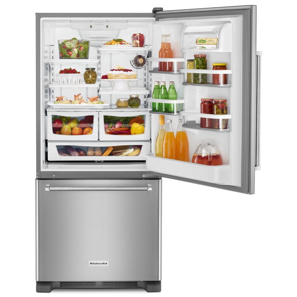 KITCHENAID KRBR109ESS Stainless Steel Kitchenaid 19 Cu. Ft. Full Depth Bottom Freezer ...