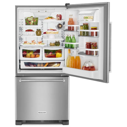 KITCHENAID KRBR109ESS Stainless Steel Kitchenaid 19 Cu. Ft. Full Depth Bottom Freezer ...