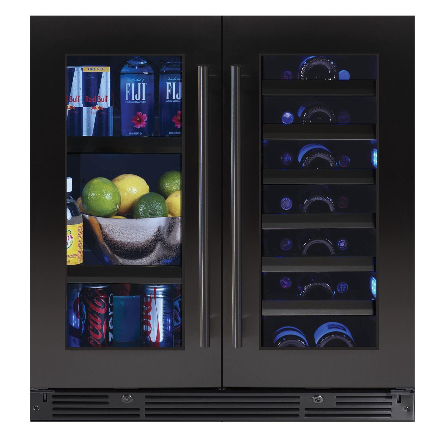 XO APPLIANCE XOU30BWDDGBS XO Appliance 30"" Beverage/wine Double Door Black Ss & Glass
