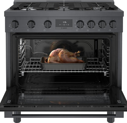 BOSCH HDS8645U 800 Series Dual Fuel Freestanding Range 36'' Black Stainless Steel ...