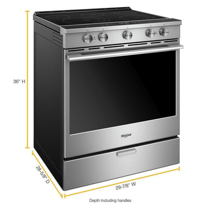 WHIRLPOOL WEEA25H0HZ Whirlpool 6.4 Cu. Ft. Smart Contemporary Handle Slide-in ELECTRI...