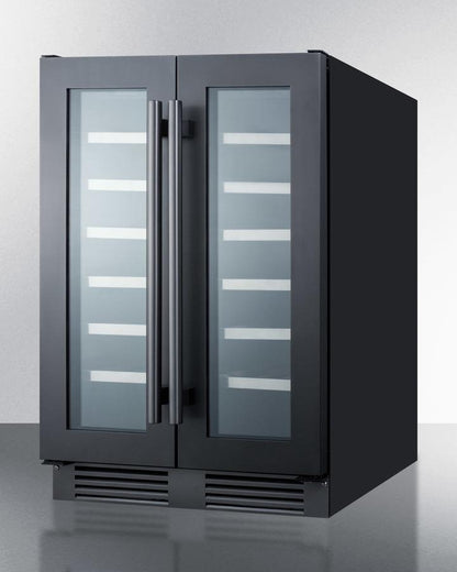 SUMMIT SWC24GKS Built-in Undercounter Dual Zone Wine Cellar With French Glass DOORS...