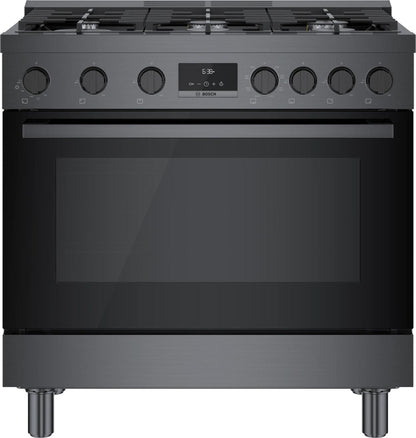 BOSCH HDS8645U 800 Series Dual Fuel Freestanding Range 36'' Black Stainless Steel ...
