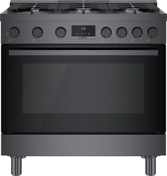 BOSCH HDS8645U 800 Series Dual Fuel Freestanding Range 36'' Black Stainless Steel ...