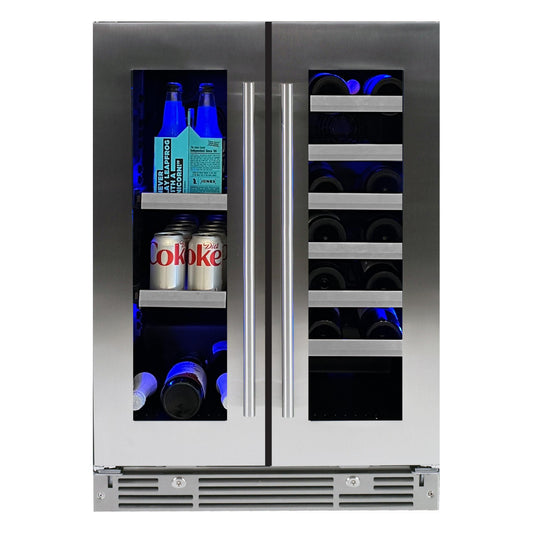 XO APPLIANCE XOU24BWDDGS XO Appliance 24in Beverage/wine Double Door Ss Glass