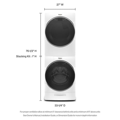 WHIRLPOOL WGD9620HW Whirlpool 7.4 CU.FT Smart Front Load Gas Dryer With Remote START...