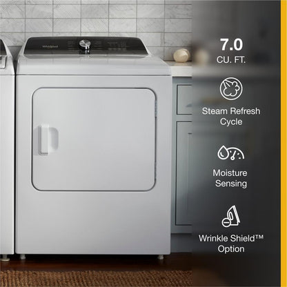 WHIRLPOOL WGD5050LW Whirlpool 7.0 Cu. Ft. Top Load Gas Moisture Sensing Dryer With Steam