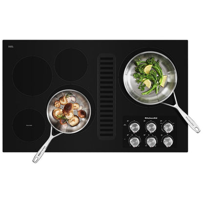 KITCHENAID KCED606GBL KitchenAid 36"" Electric Downdraft Cooktop With 5 Elements - Black