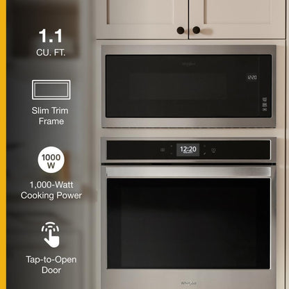 WHIRLPOOL WMT50011KS 1.1 Cu. Ft. Built-in Microwave With Slim Trim Kit - 14"" Height