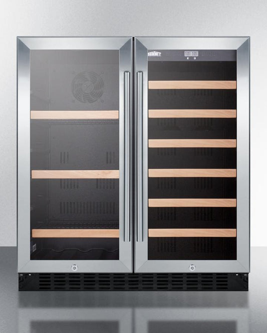 SUMMIT SWBV3071 30"" Wide Built-in Undercounter Dual Zone Wine and Beverage Cooler W...