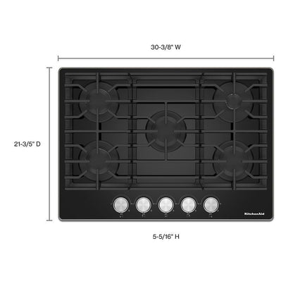 KITCHENAID KCGG536PBL KitchenAid 36"" Gas-on-glass Cooktop