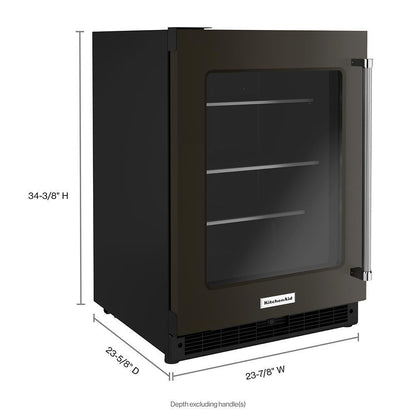 KITCHENAID KURL314KBS 24"" Undercounter Refrigerator With Glass Door and Shelves With META...