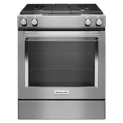 KITCHENAID KSDG950ESS Stainless Steel Kitchenaid 30-inch 4-burner Dual Fuel Downdraft ...