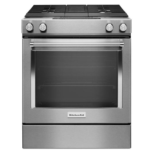 KITCHENAID KSDG950ESS Stainless Steel Kitchenaid 30-inch 4-burner Dual Fuel Downdraft ...