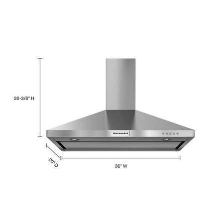 KITCHENAID KVWB406DSS Stainless Steel Kitchenaid 36'' Wall-mount, 3-speed Canopy Hood