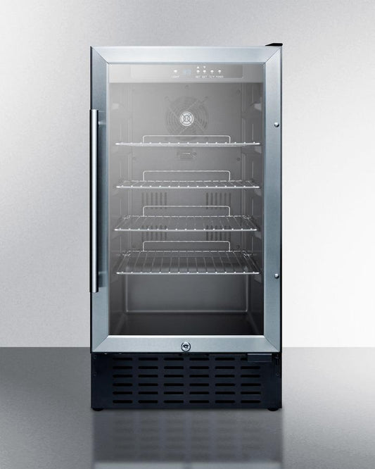 SUMMIT SCR1841BCSS 18"" Wide Built-in Undercounter Glass Door All-refrigerator With A S...