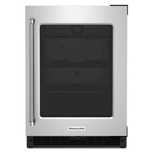 KITCHENAID KURR214KSB 24"" Undercounter Refrigerator With Glass Door - Black CABINET/STAIN...