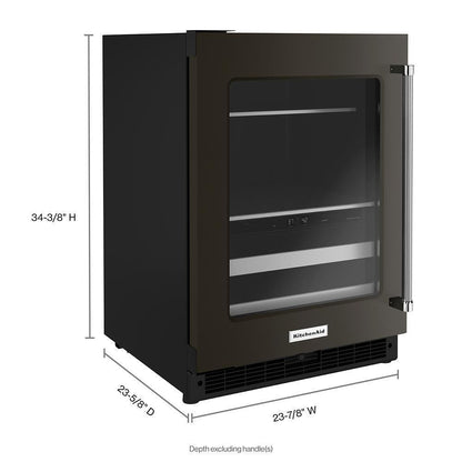 KITCHENAID KUBL314KBS 24"" Beverage Center With Glass Door and Metal-front Racks - Black S...